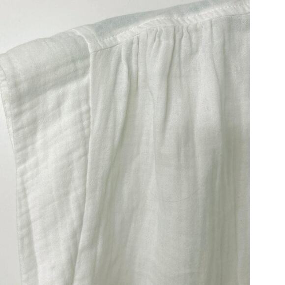 Faherty Lucia White Organic Cotton Embroidered Short Sleeve V Neck Top New XS - Picture 7 of 12